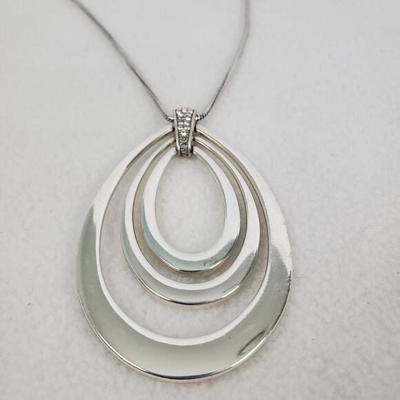 Brighton Meridian Swing Silver Crystal Long Teardrop Pendant Necklace 36"-38" - Picture 2 of 5